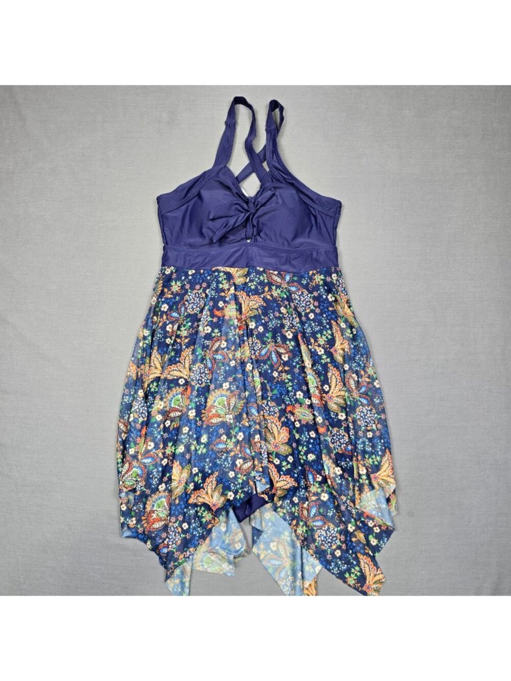 Bloomchic Size 10 Swim Dress Navy Floral Pattern Adjustable Straps Modest Shorts